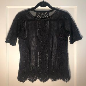 Black Sheer Lace T-Shirt